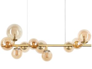 Φωτιστικό Οροφής – Ράγα Perlage 322766 81x30x234cm 10xG9 15W Brass-Amber Ideal Lux